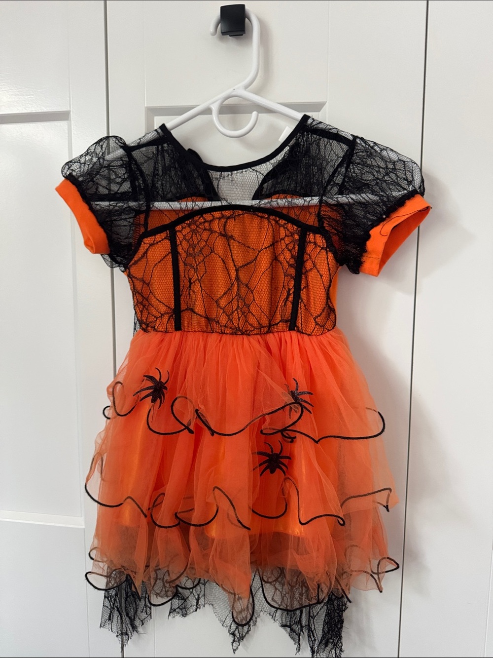 Orange Spider Lace Halloween Kids Costume Dress